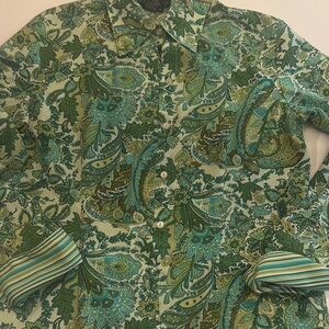 Ninety Green and Blue Artistic Blouse